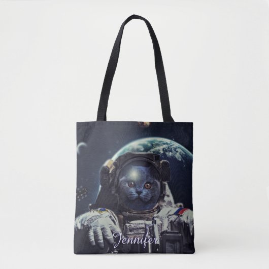 Funny Astronaut Shorthair Cat in Space Tote Bag (Voorkant)