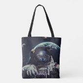 Funny Astronaut Shorthair Cat in Space Tote Bag (Achterkant)