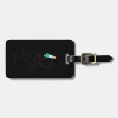 Funny Astronaut Space Rocket Name Black Luggage Bagagelabel (Voorkant horizontaal)