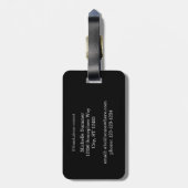 Funny Astronaut Space Rocket Name Black Luggage Bagagelabel (Achterkant verticaal)