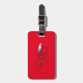 Funny Astronaut Space Rocket Name Red Luggage Bagagelabel
