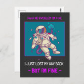 Funny Astronaut verliest in ruimte... ik ben prima Briefkaart (Voorkant / Achterkant)