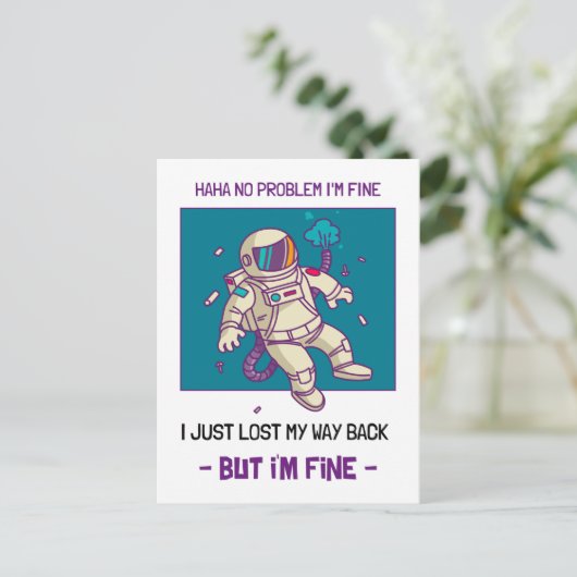 Funny Astronaut verliest in ruimte... ik ben prima Briefkaart (Staand voorkant)