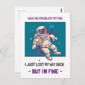 Funny Astronaut verliest in ruimte... ik ben prima Briefkaart (Voorkant / Achterkant)