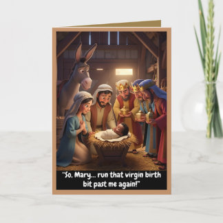 Funny atheist card, virgin birth theme kaart