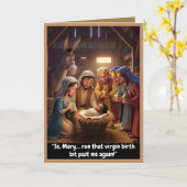 Funny atheist card, virgin birth theme kaart (Gele Bloem)