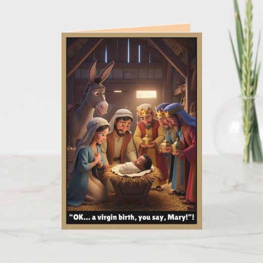 Funny atheist card, virgin birth theme kaart (Voorkant)