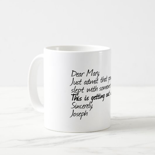 Funny atheïst design koffiemok (Voorkant links)