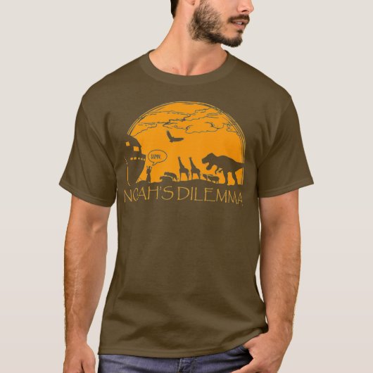 Funny Atheist - Noahs Dilemma T-Rex Tee Shirt (Voorkant)