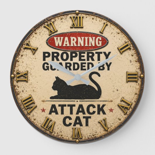 Funny Attack Cat  Grote Klok (Voorkant)
