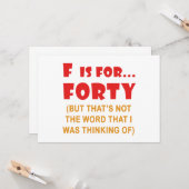 Funny Attitude 40th Birthday Gag Gifts Kaart (Voorkant / Achterkant in situ)