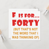 Funny Attitude 40th Birthday Gag Gifts Kaart (Voorkant / Achterkant in situ)