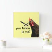 Funny Attitude Chicken Vierkante Klok (Huis)