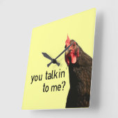 Funny Attitude Chicken Vierkante Klok (Hoek)