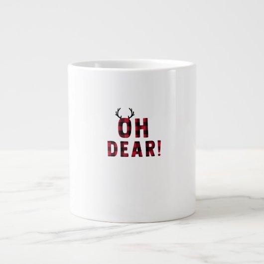Funny Attitude Oh Dear Plaid Deer Creative Design Grote Koffiekop (Voorkant)