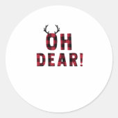 Funny Attitude Oh Dear Plaid Deer Creative Design Ronde Sticker (Voorkant)