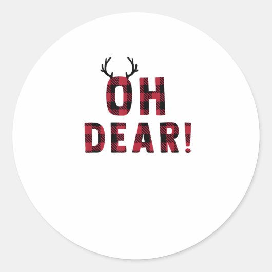 Funny Attitude Oh Dear Plaid Deer Creative Design Ronde Sticker (Voorkant)