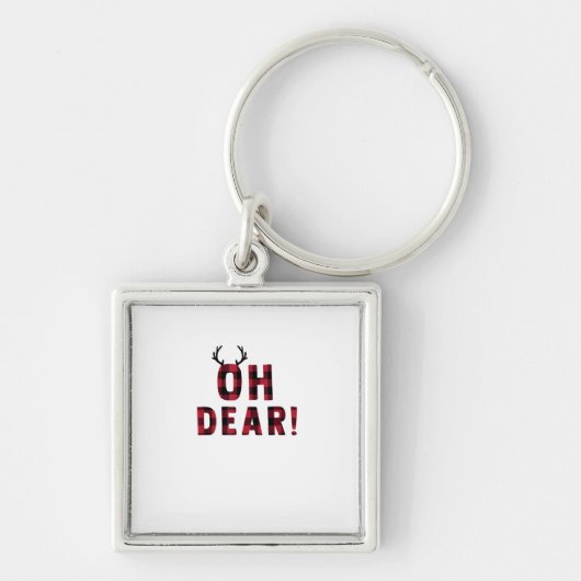 Funny Attitude Oh Dear Plaid Deer Creative Design Sleutelhanger (Voorkant)