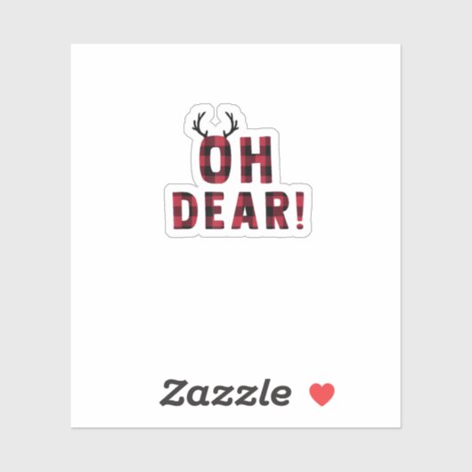 Funny Attitude Oh Dear Plaid Deer Creative Design Sticker (Vel)