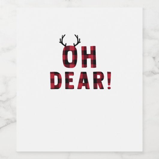 Funny Attitude Oh Dear Plaid Deer Creative Design Wijn Etiket (Enkel label)