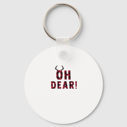 Funny Attitude Oh Dear Plaid Deer CreativeKeychain Sleutelhanger (Voorkant)