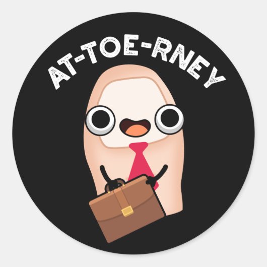 Funny Attorney Toe Pun Dark BG Ronde Sticker (Voorkant)