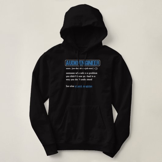 Funny Audio Engineer Definition Sound Technicia E Hoodie (Design voorkant)