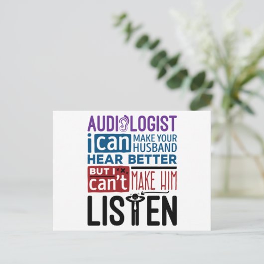 Funny Audioloog kan de man helpen beter te horen Briefkaart (Staand voorkant)