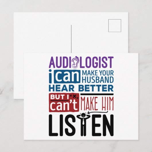 Funny Audioloog kan de man helpen beter te horen Briefkaart (Voorkant / Achterkant)