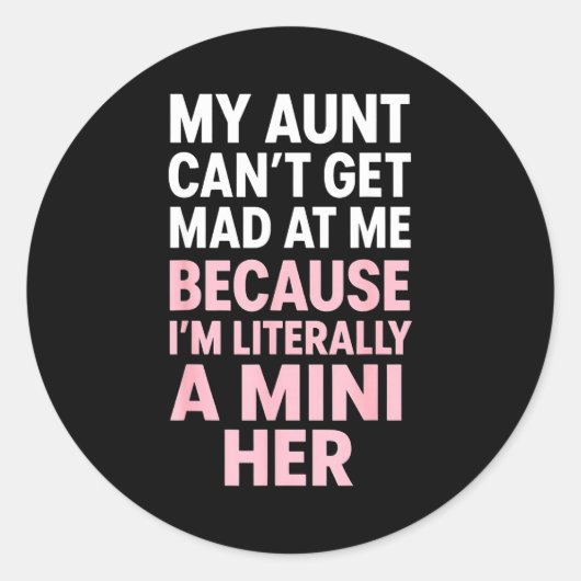 Funny Aunt Niece Mini Her Matching Family Quote  Ronde Sticker (Voorkant)