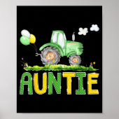 Funny Auntie Birthday Boy Tractor Farm Truck Match Poster (Voorkant)