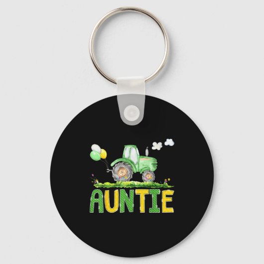 Funny Auntie Birthday Boy Tractor Farm Truck Match Sleutelhanger (Voorkant)