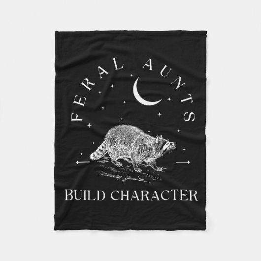 Funny Auntie Feral Aunts Build Character Raccoon L Fleece Deken (Voorkant)