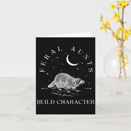 Funny Auntie Feral Aunts Build Character Raccoon L Kaart (Gele Bloem)