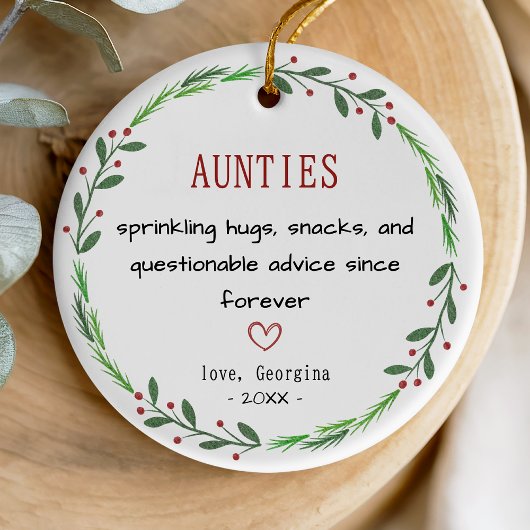 Funny auntie quote personalized keepsake  keramisch ornament