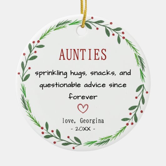 Funny auntie quote personalized keepsake  keramisch ornament (Voorkant)