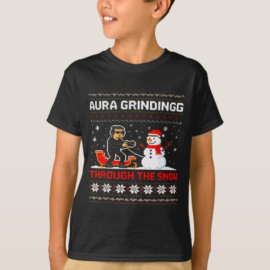 Funny Aura Grinding Christmas Meme Winter Gamer T-shirt (Voorkant)