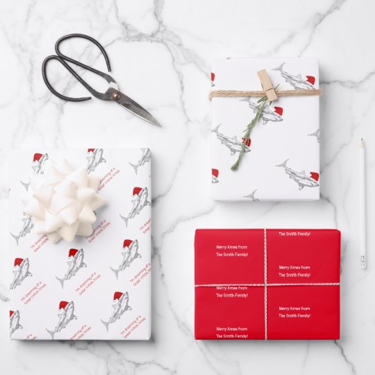 Funny Aussie Shark Xmas-kaart  Inpakpapier Vel (Voorkant)