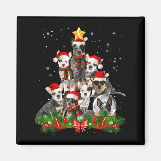 Funny Australian Cattle Dog Dog Christmas Tree - B Magneet (Voorkant)