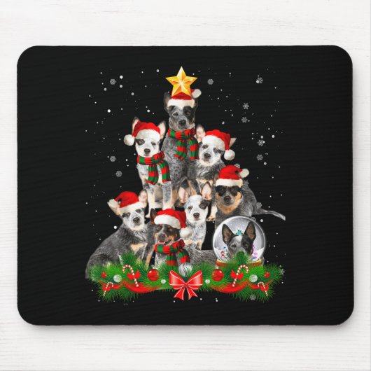 Funny Australian Cattle Dog Dog Christmas Tree - B Muismat (Voorkant)