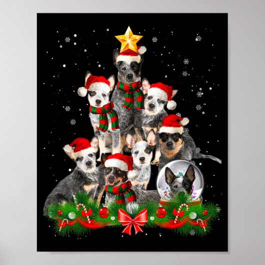 Funny Australian Cattle Dog Dog Christmas Tree - B Poster (Voorkant)
