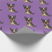 Funny Australian Cattle Dog Puppy Artwork Cadeaupapier (Hoek)