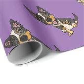 Funny Australian Cattle Dog Puppy Artwork Cadeaupapier (Rol Hoek)