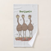 Funny Australian emu trio cartoon illustratie Bad Handdoek (Handdoek)