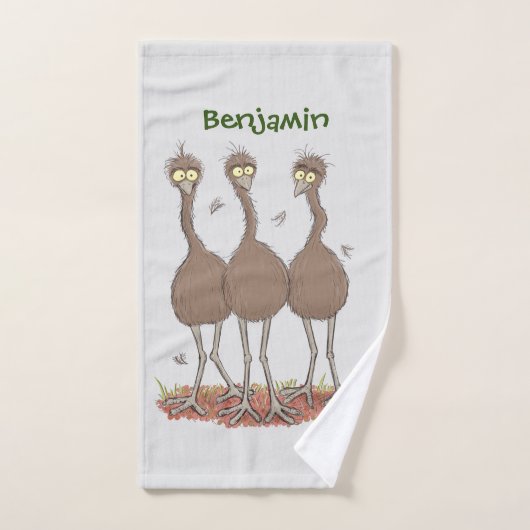 Funny Australian emu trio cartoon illustratie Bad Handdoek (Handdoek)