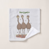 Funny Australian emu trio cartoon illustratie Bad Handdoek (Wasdoekje)