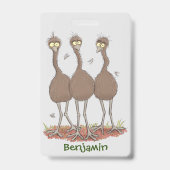 Funny Australian emu trio cartoon illustratie Badge (Achterkant)