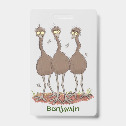 Funny Australian emu trio cartoon illustratie Badge (Voorzijde)