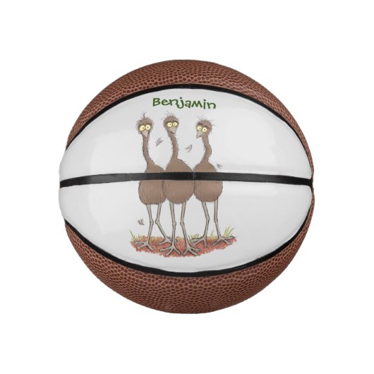 Funny Australian emu trio cartoon illustratie Basketbal (Voorkant)