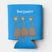 Funny Australian emu trio cartoon illustratie Blikjeskoeler (Achterkant)